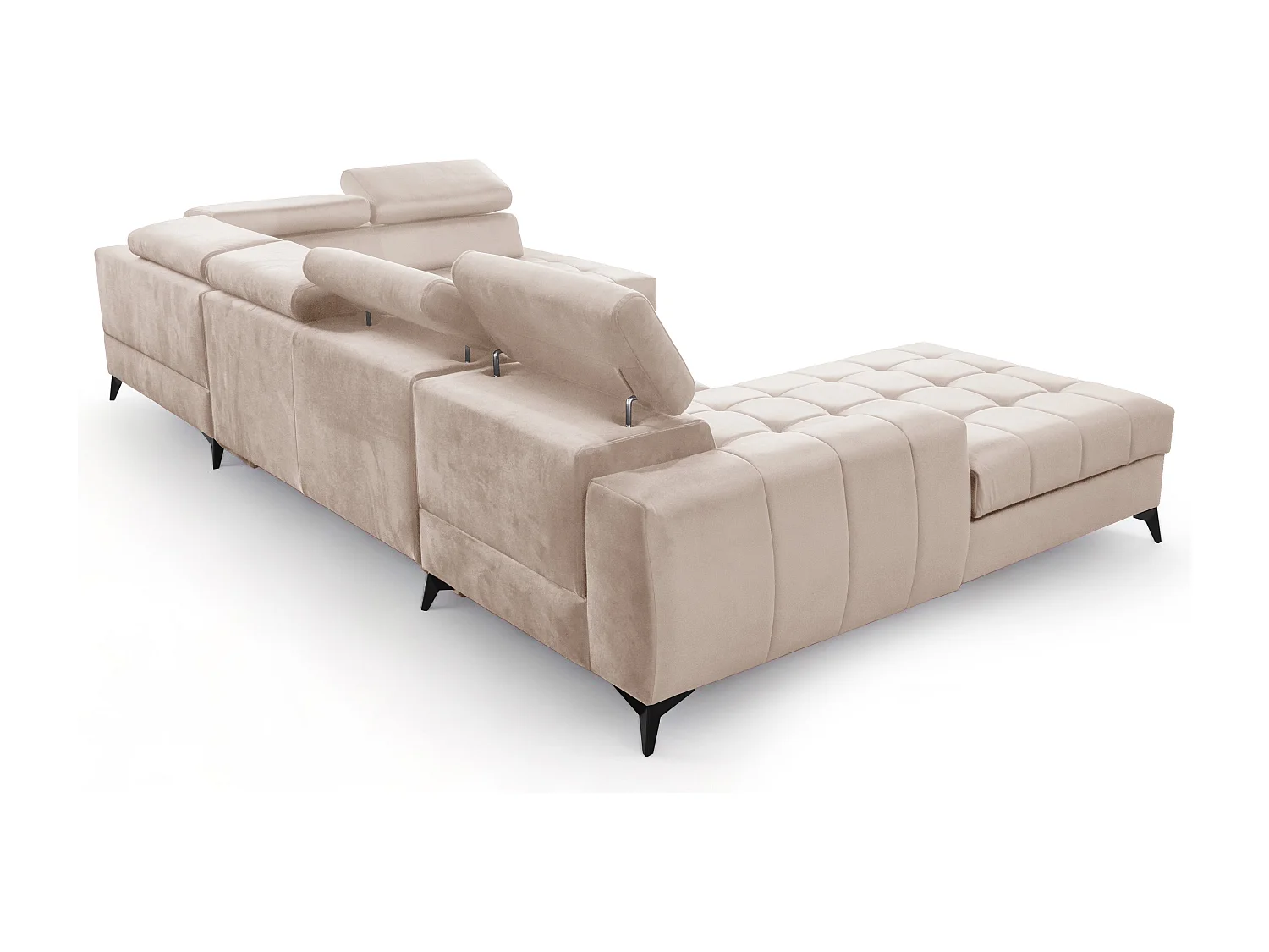 AX LIVING Beige Eckcouch mit Schlaffunktion Arkucio U 345 cm Ecksofa L