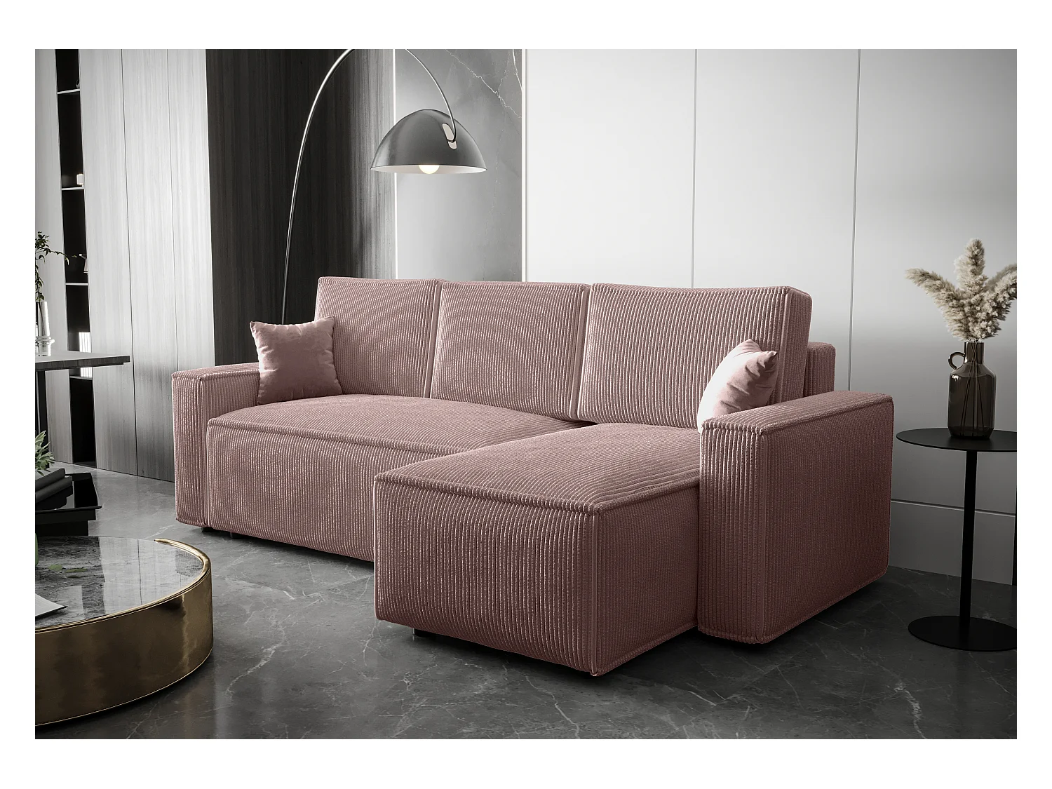 BEDANTE Hoekbank L met slaapfunctie AMBRO Poso 27 Rechts