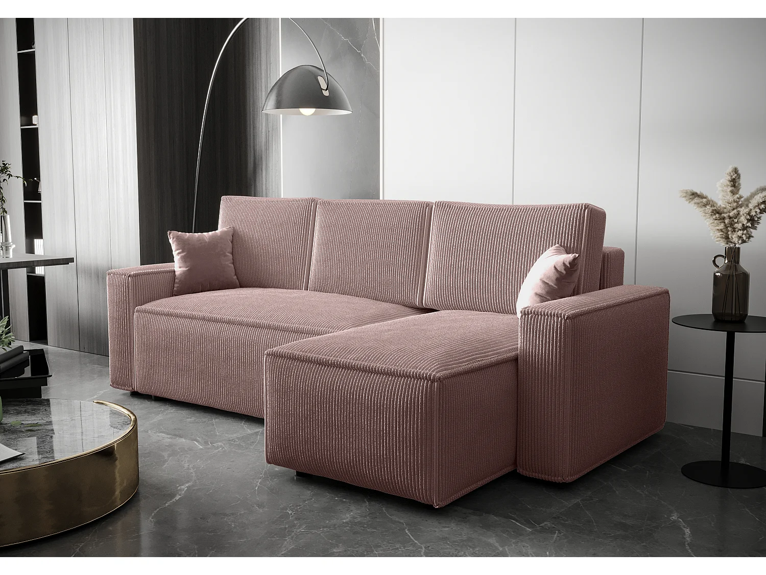 BEDANTE Hoekbank L met slaapfunctie AMBRO Poso 27 Rechts