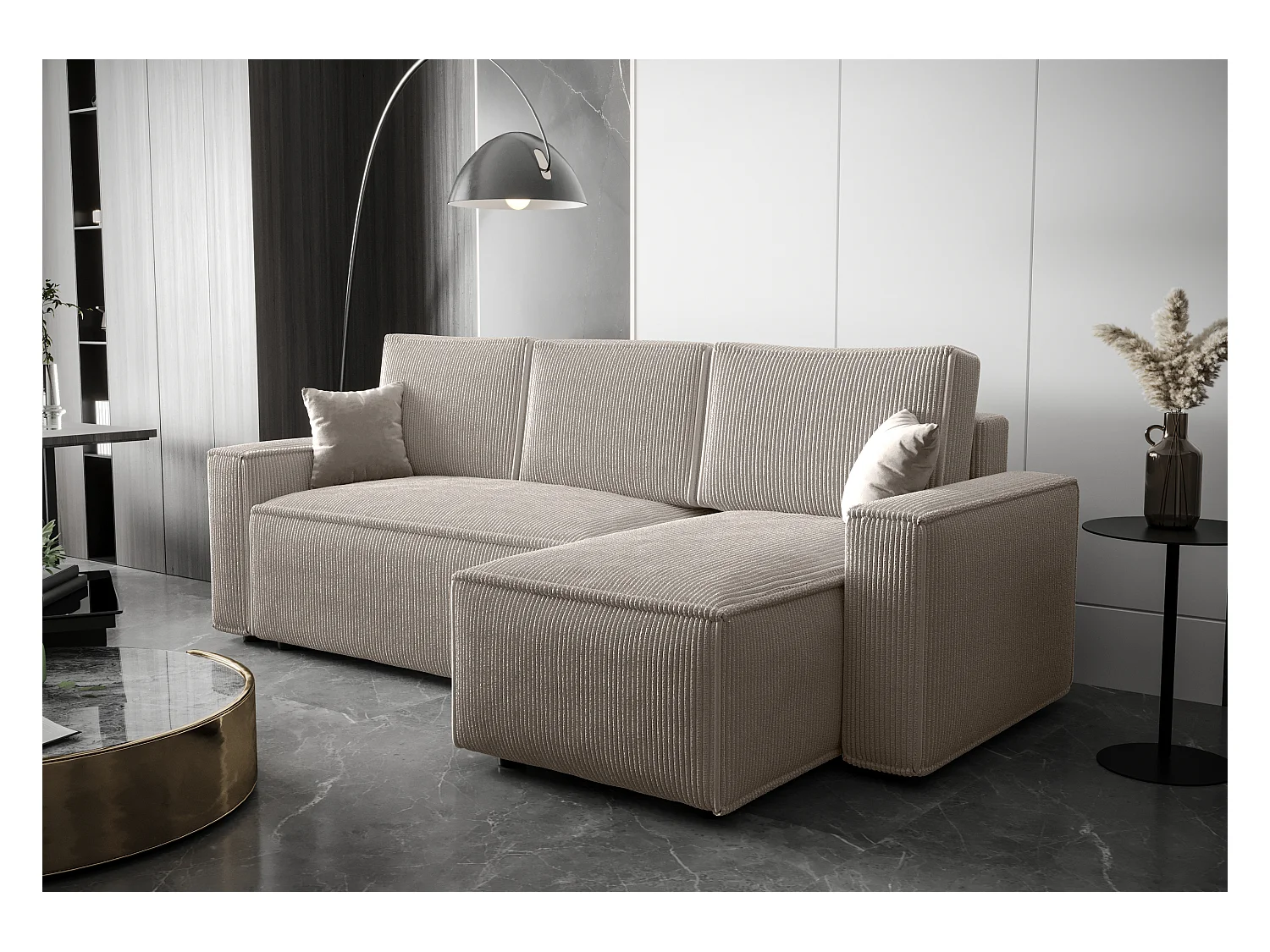 BEDANTE Canapé d'angle avec fonction de couchage AMBRO L Poso 100 Droite