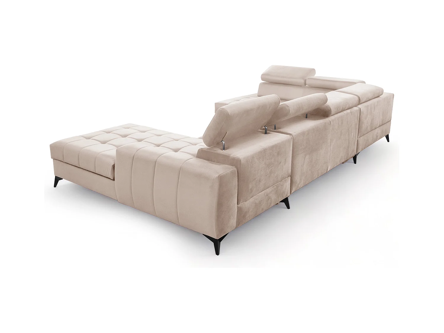 AX LIVING Beige Eckcouch mit Schlaffunktion Arkucio U 345 cm Ecksofa R