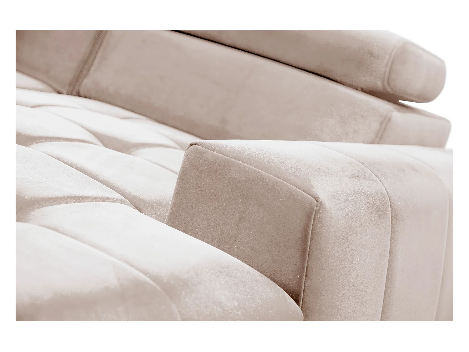 AX LIVING Beige Eckcouch mit Schlaffunktion Arkucio U 345 cm Ecksofa R