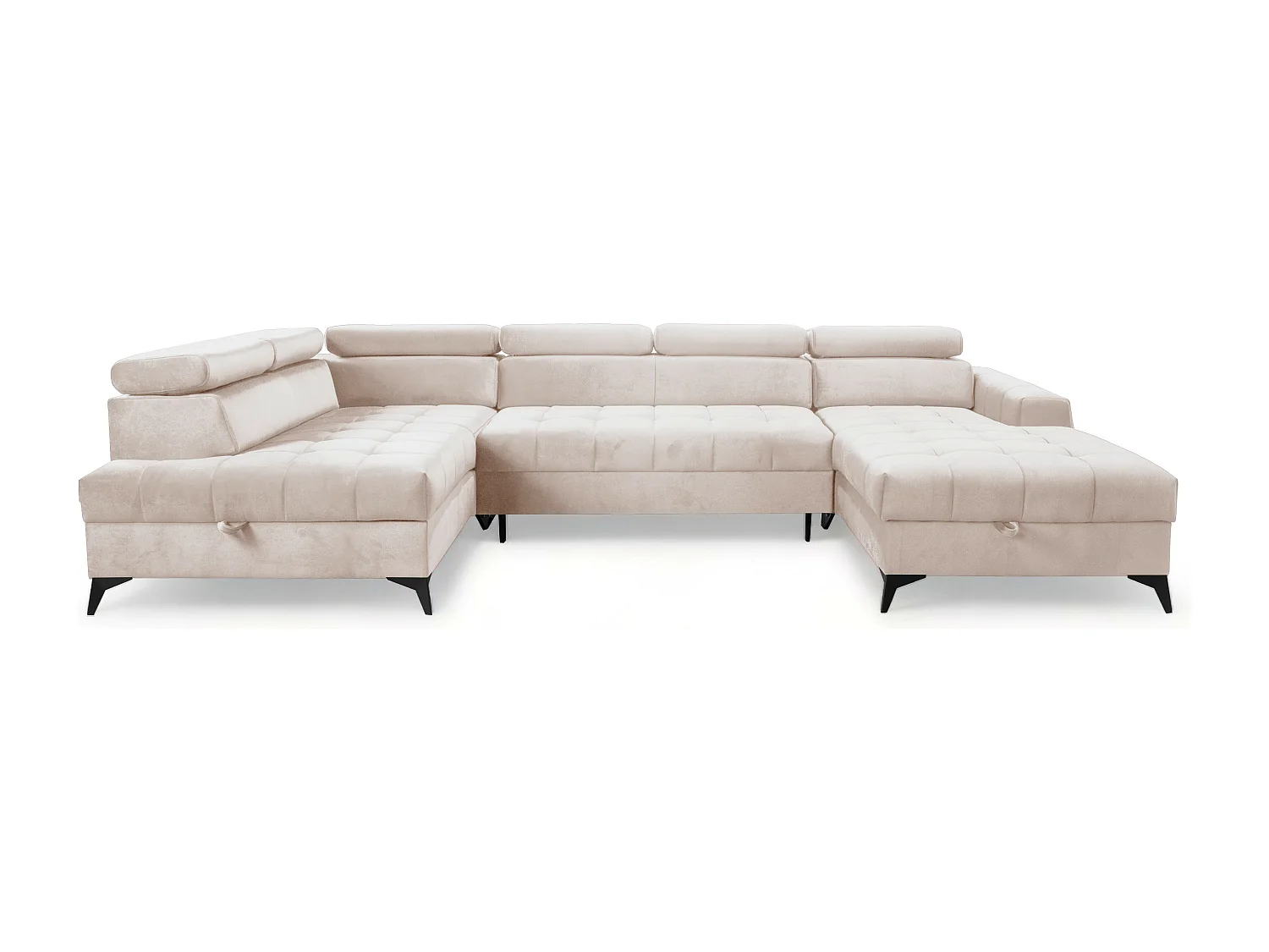AX LIVING Beige Eckcouch mit Schlaffunktion Arkucio U 345 cm Ecksofa R