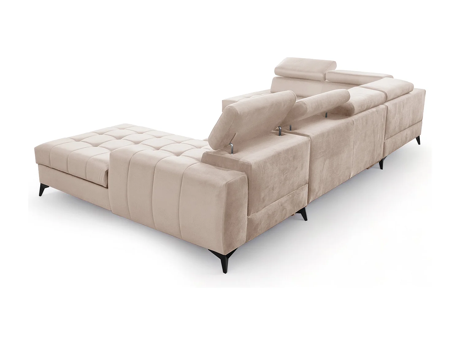 AX LIVING Beige Eckcouch mit Schlaffunktion Arkucio U 345 cm Ecksofa R