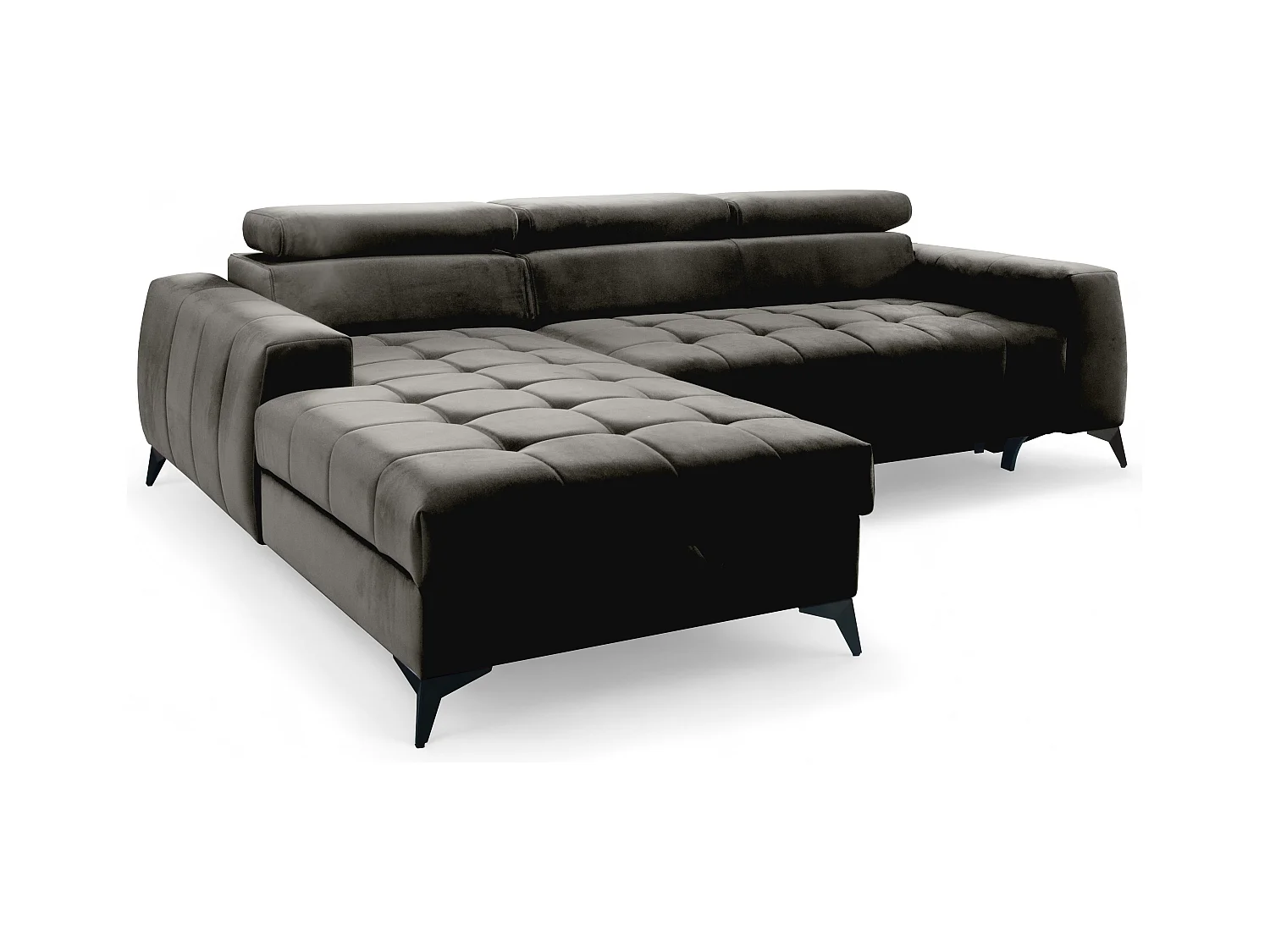 AX LIVING Schwarze Eckcouch mit Schlaffunktion Arkucio Mini 260 cm L