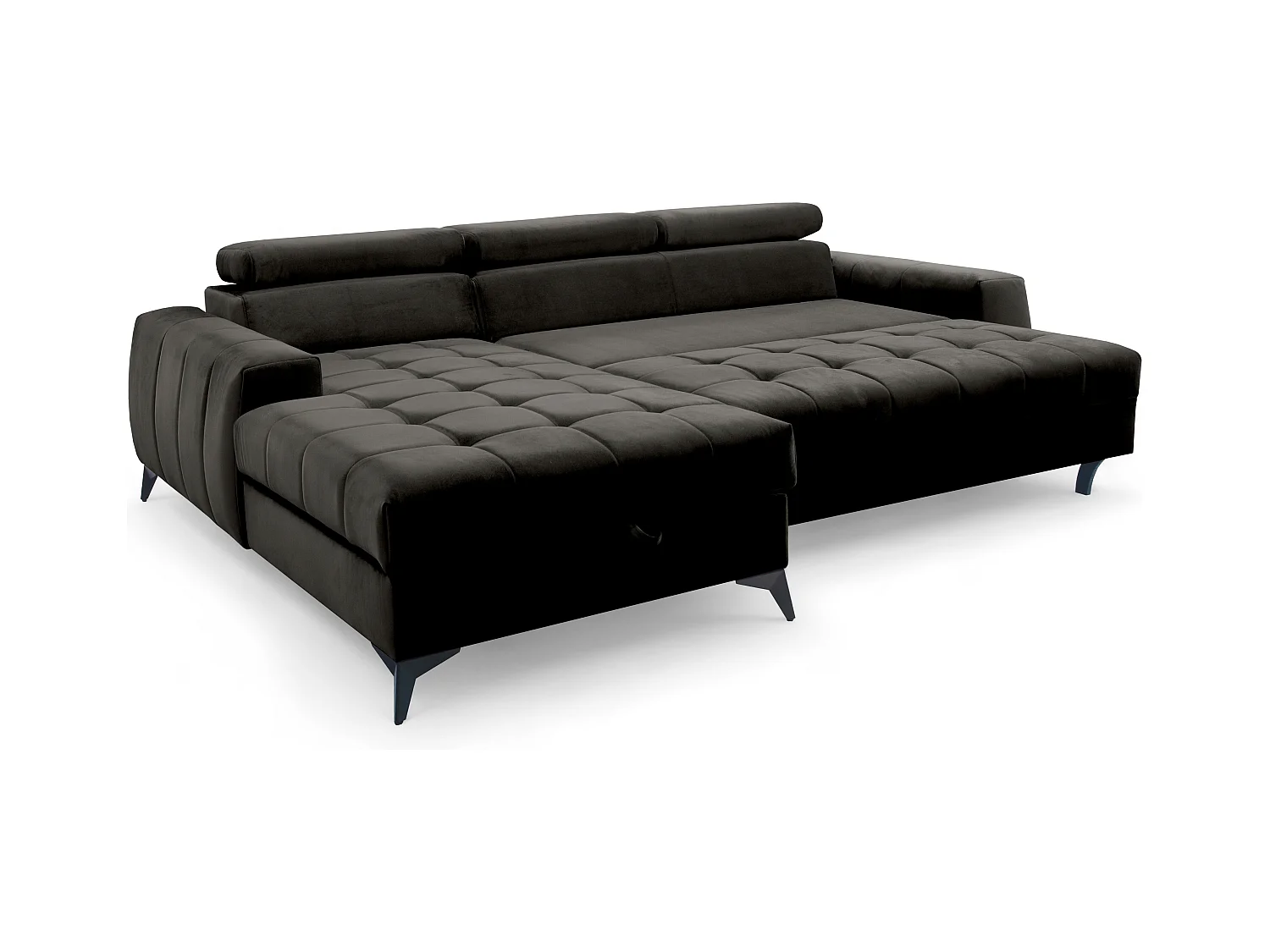 AX LIVING Schwarze Eckcouch mit Schlaffunktion Arkucio Mini 260 cm L