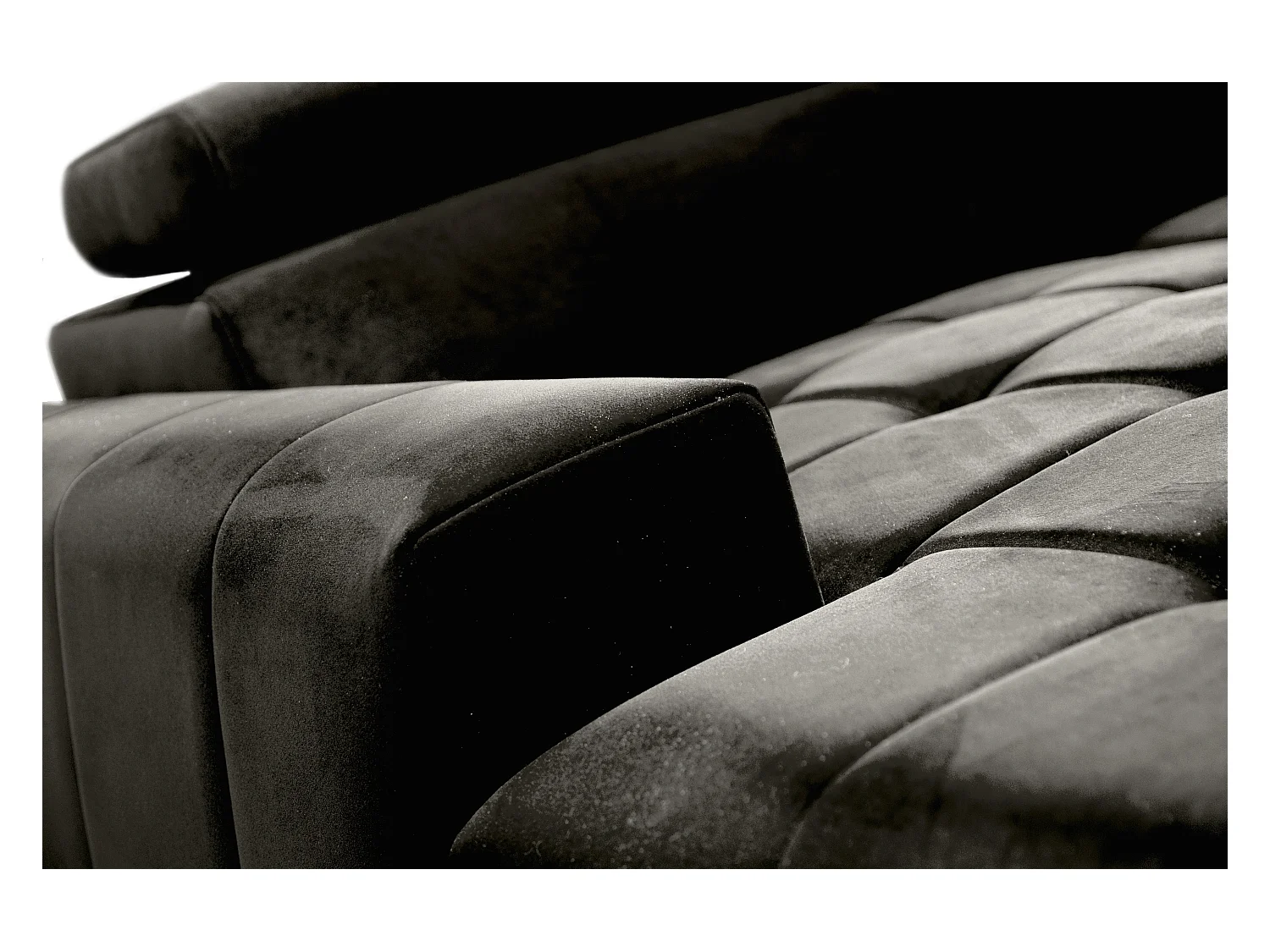 AX LIVING Schwarze Eckcouch mit Schlaffunktion Arkucio Mini 260 cm L