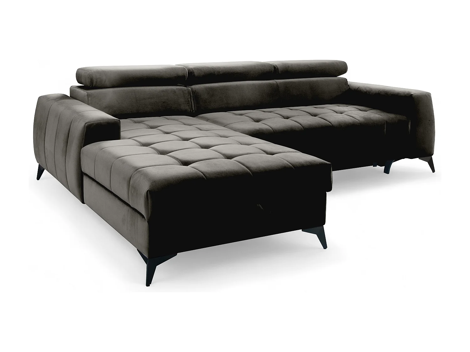 AX LIVING Schwarze Eckcouch mit Schlaffunktion Arkucio Mini 260 cm L