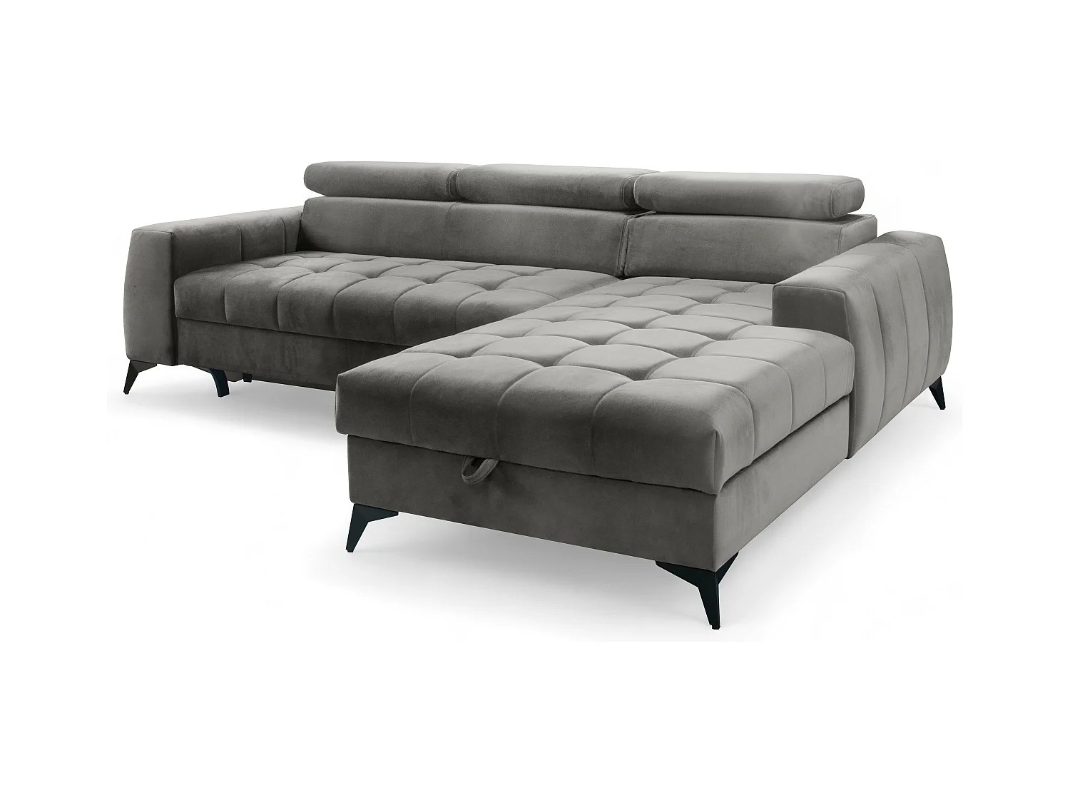 AX LIVING Grau Eckcouch mit Schlaffunktion Arkucio Mini 260cm R