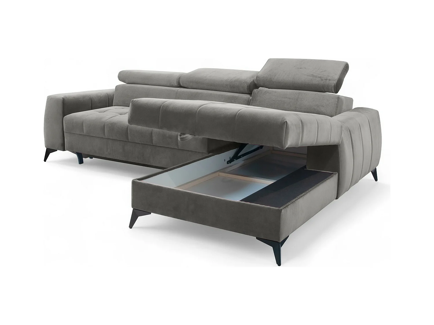 AX LIVING Grau Eckcouch mit Schlaffunktion Arkucio Mini 260cm R