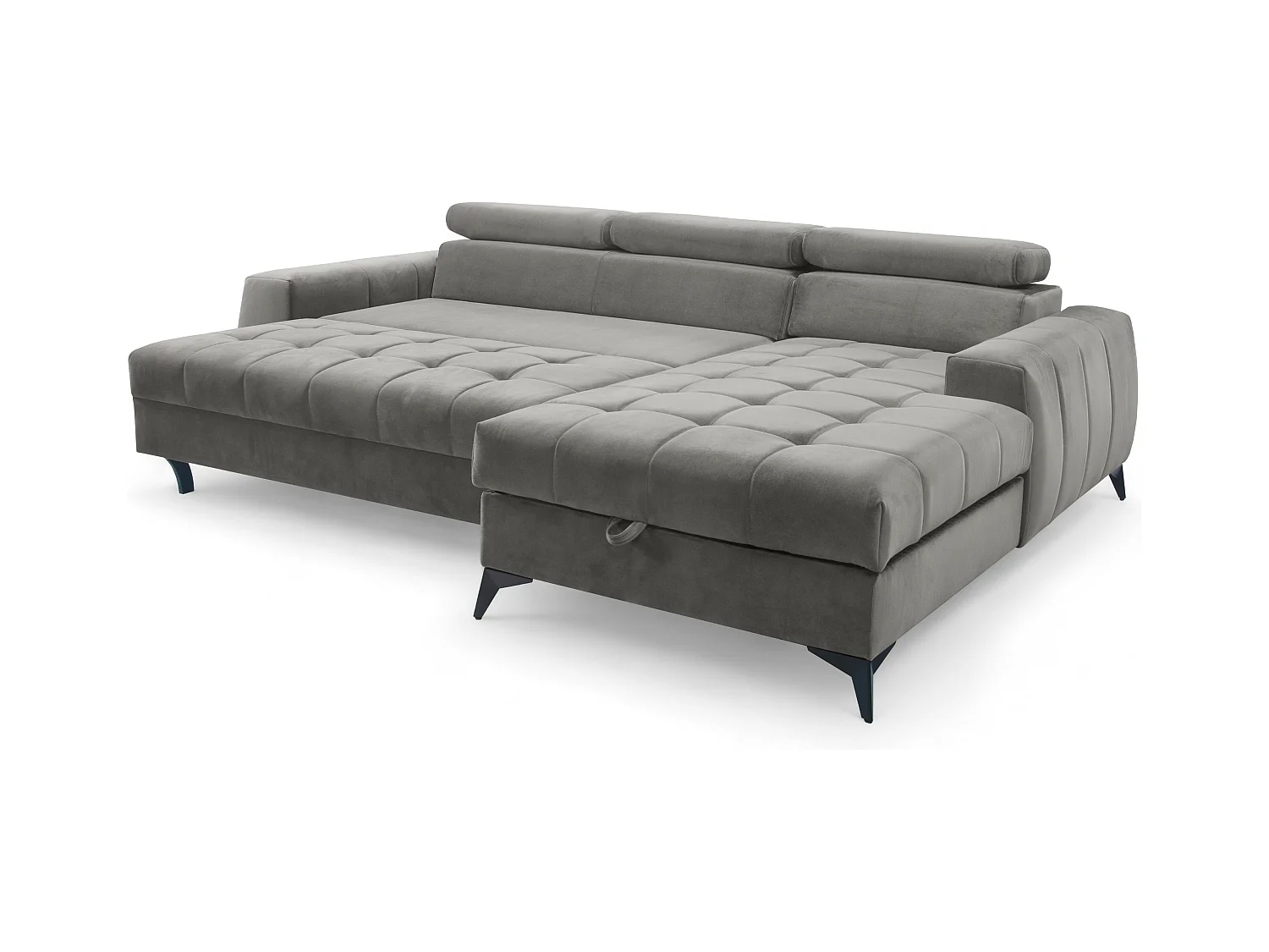 AX LIVING Grau Eckcouch mit Schlaffunktion Arkucio Mini 260cm R