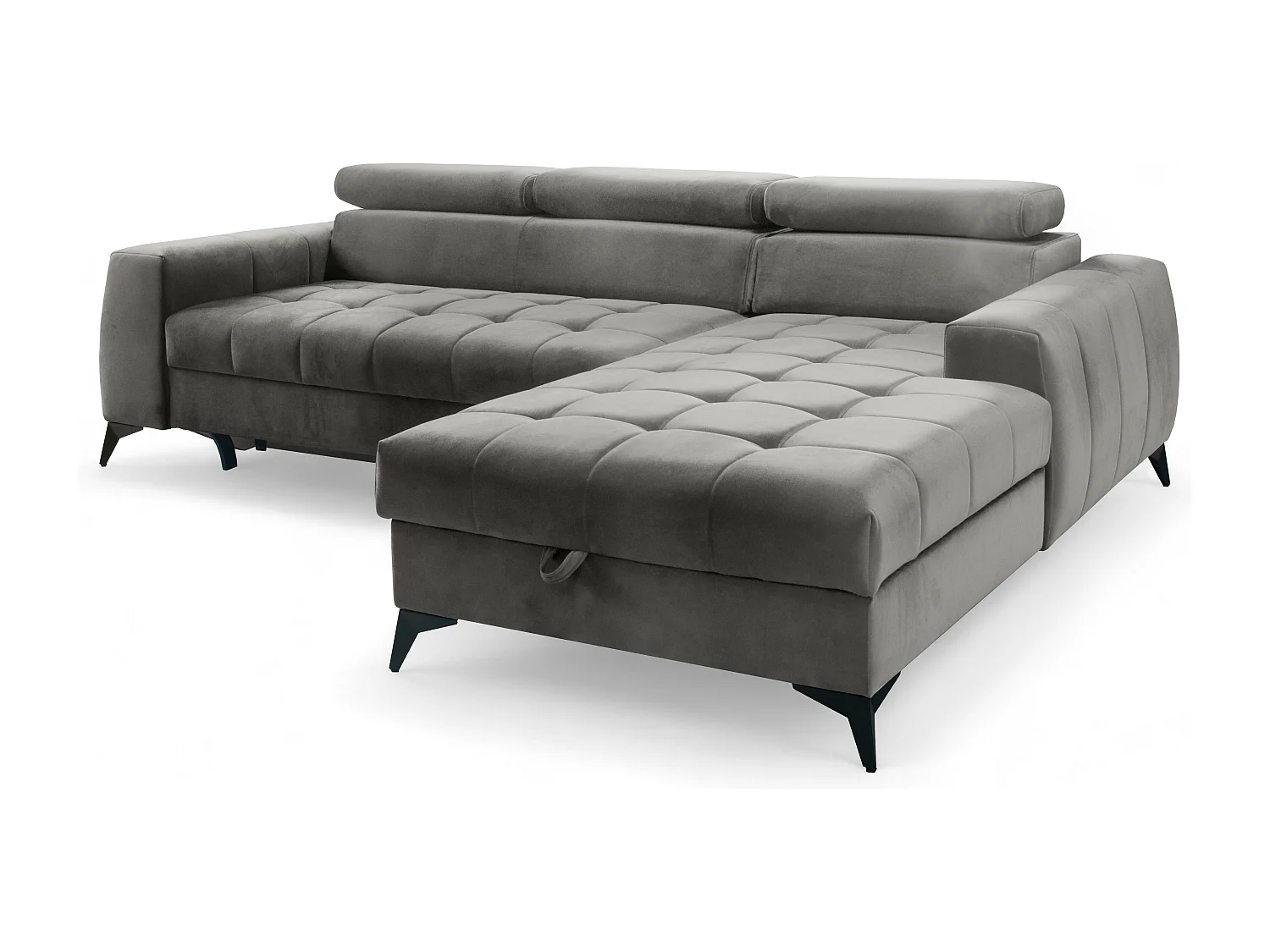 AX LIVING Grau Eckcouch mit Schlaffunktion Arkucio Mini 260cm R