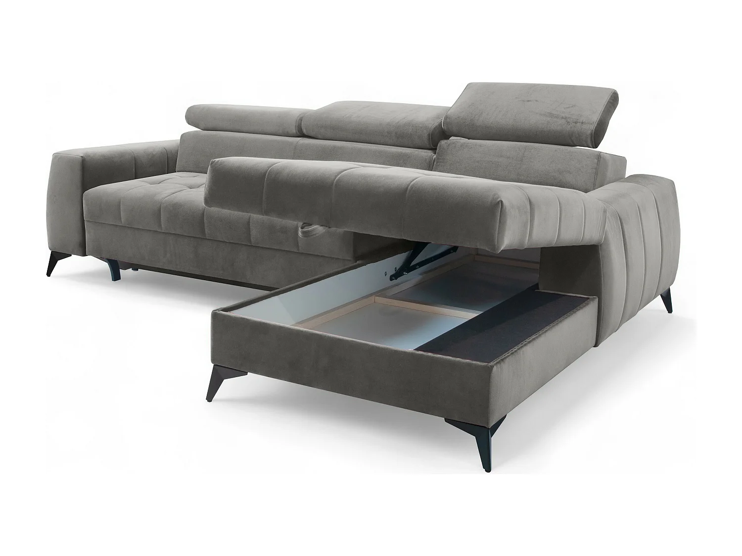 AX LIVING Grau Eckcouch mit Schlaffunktion Arkucio Mini 260cm R