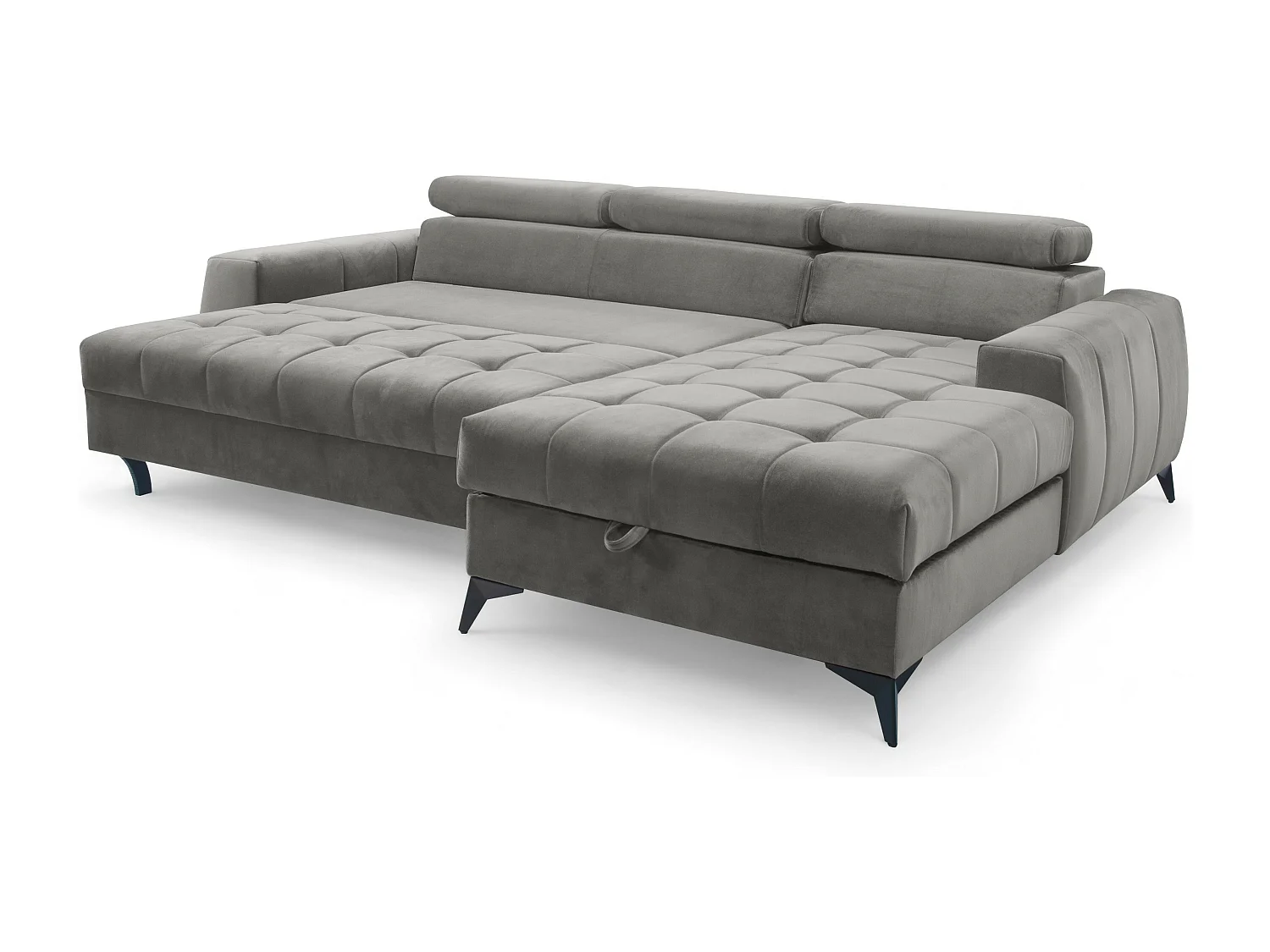 AX LIVING Grau Eckcouch mit Schlaffunktion Arkucio Mini 260cm R