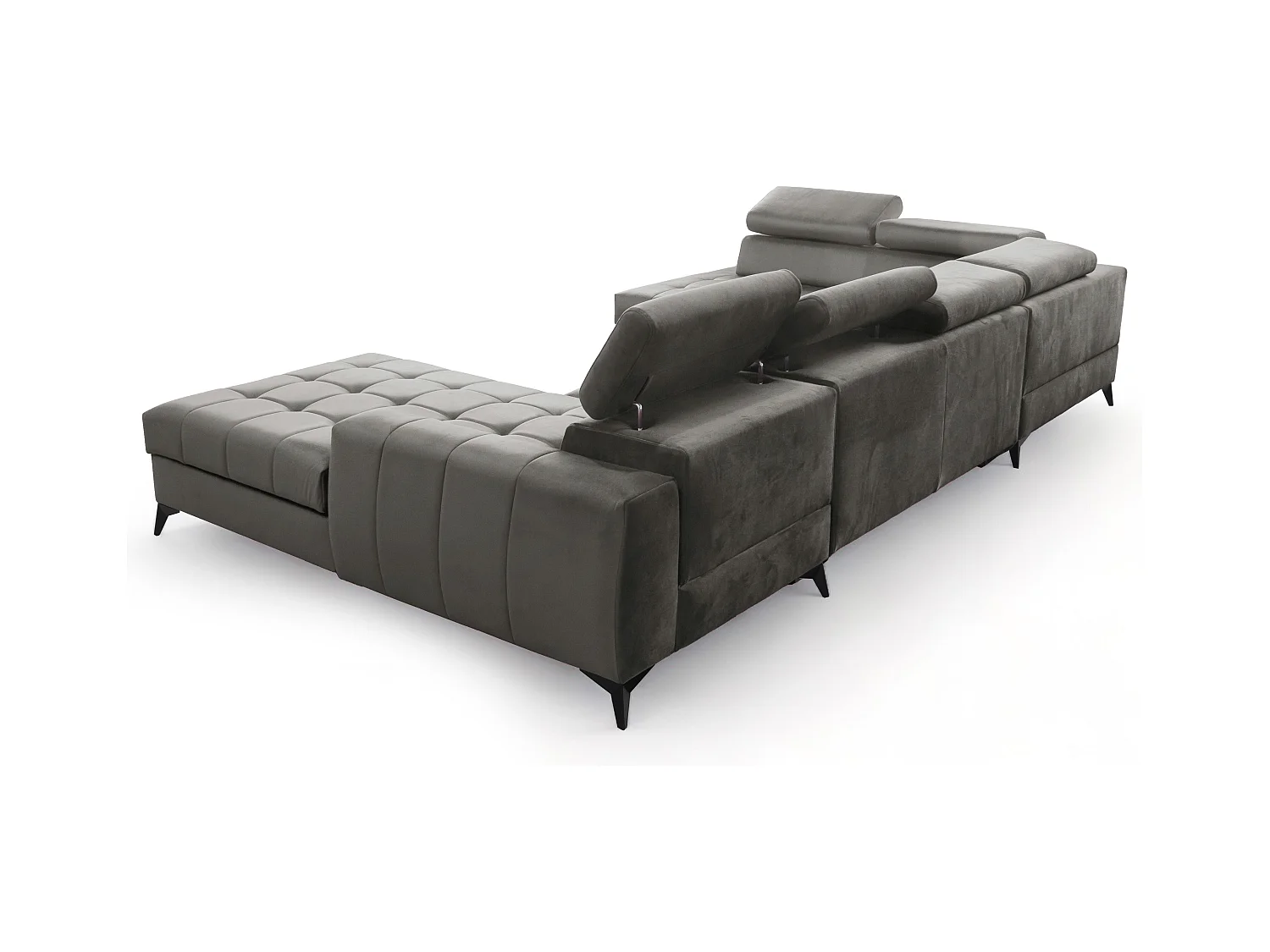 AX LIVING Grau Eckcouch mit Schlaffunktion Arkucio U 345cm modernes R