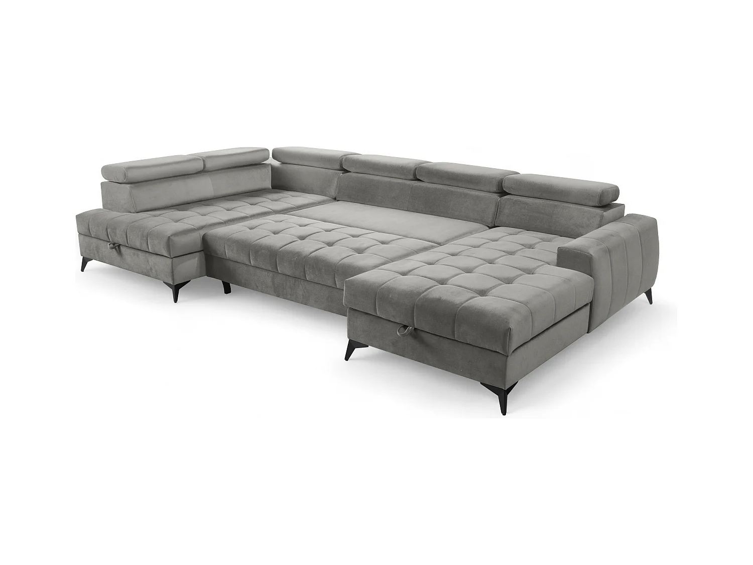 AX LIVING Grau Eckcouch mit Schlaffunktion Arkucio U 345cm modernes R