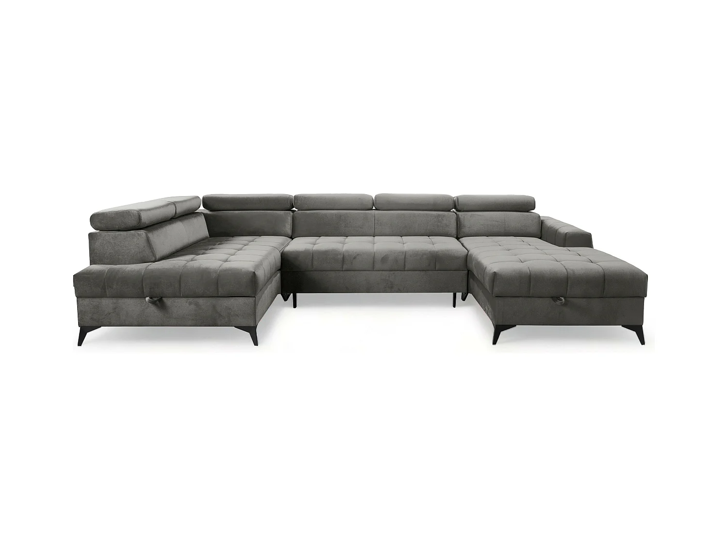 AX LIVING Grau Eckcouch mit Schlaffunktion Arkucio U 345cm modernes R