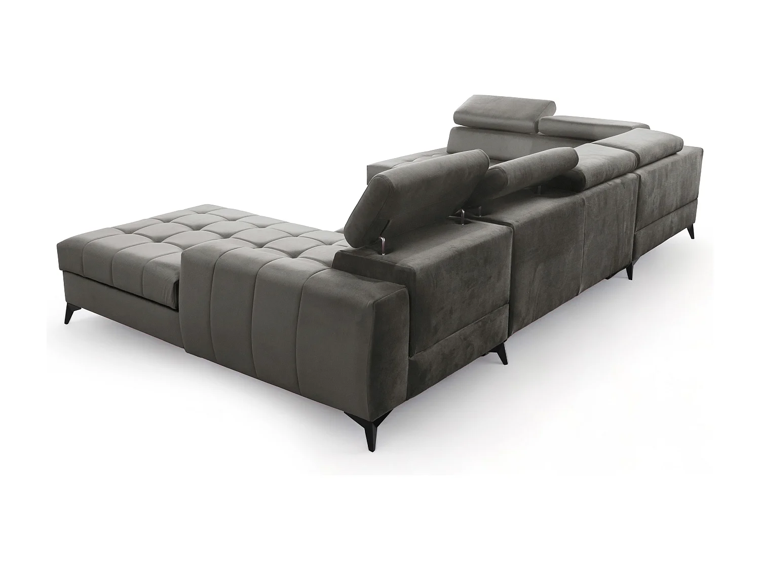 AX LIVING Grau Eckcouch mit Schlaffunktion Arkucio U 345cm modernes R