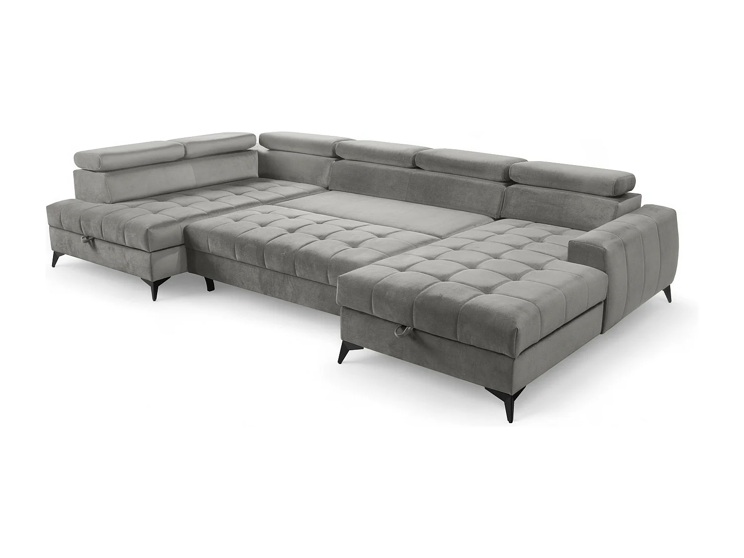 AX LIVING Grau Eckcouch mit Schlaffunktion Arkucio U 345cm modernes R