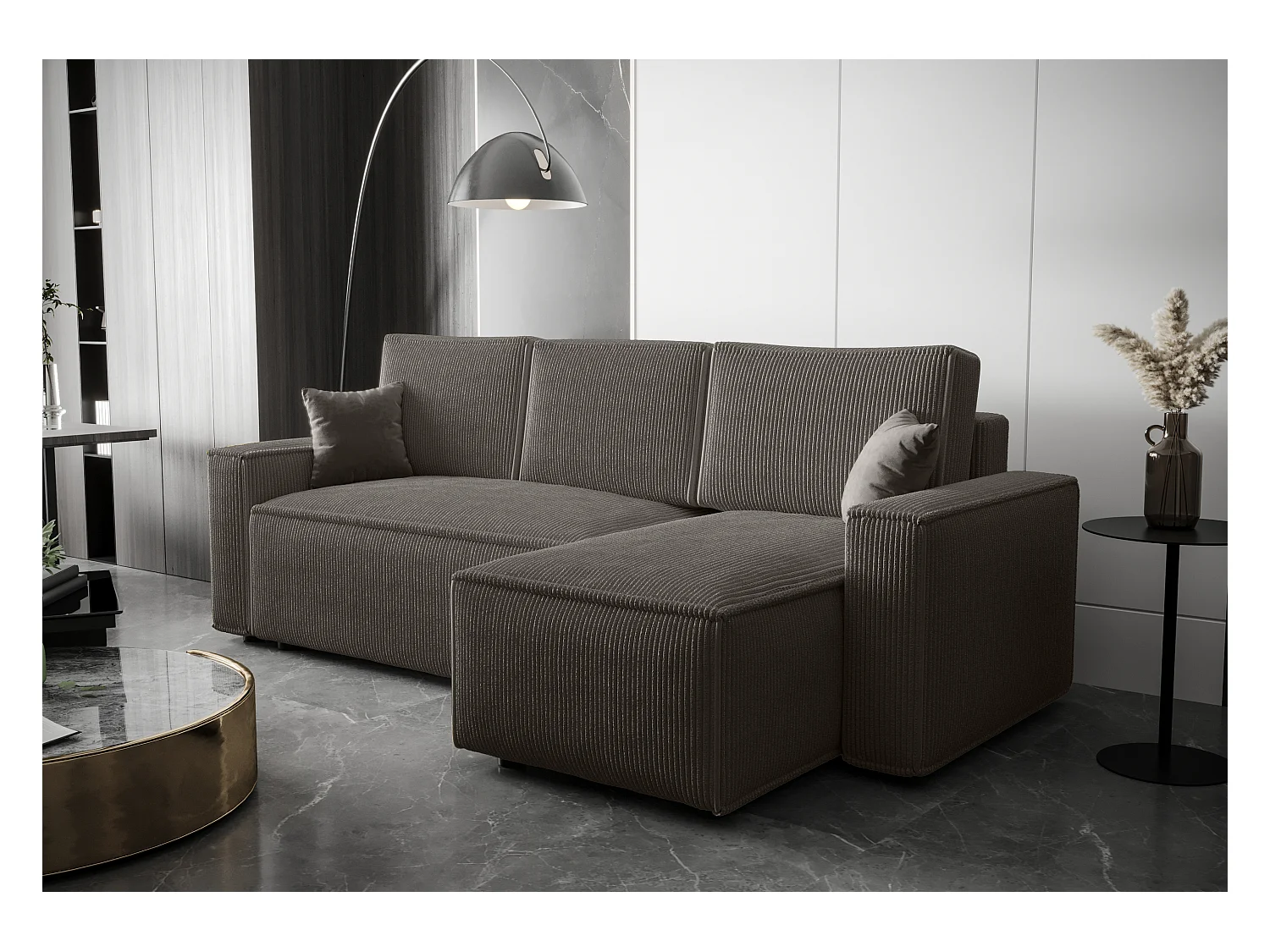 BEDANTE Hoekbank L met slaapfunctie AMBRO Poso 22 Rechts