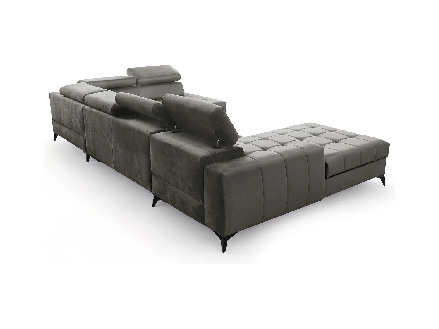 AX LIVING Grau Eckcouch mit Schlaffunktion Arkucio U 345cm modernes L