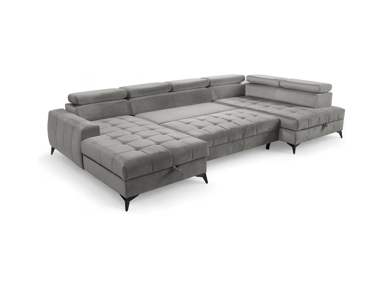 AX LIVING Grau Eckcouch mit Schlaffunktion Arkucio U 345cm modernes L