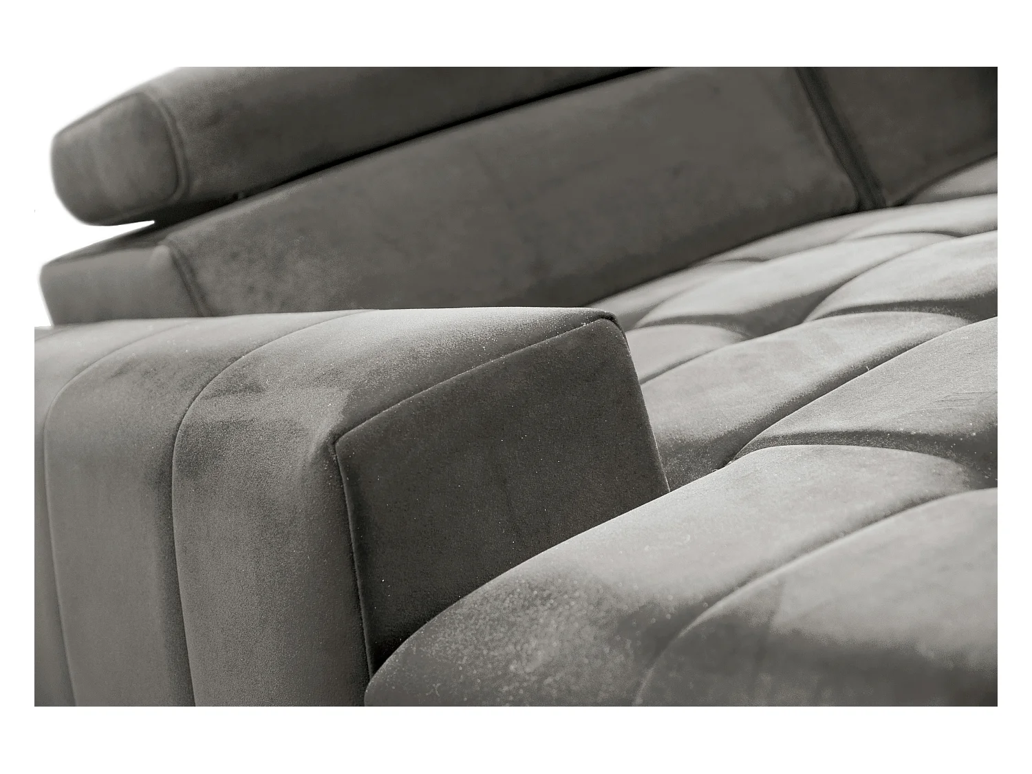 AX LIVING Grau Eckcouch mit Schlaffunktion Arkucio U 345cm modernes L