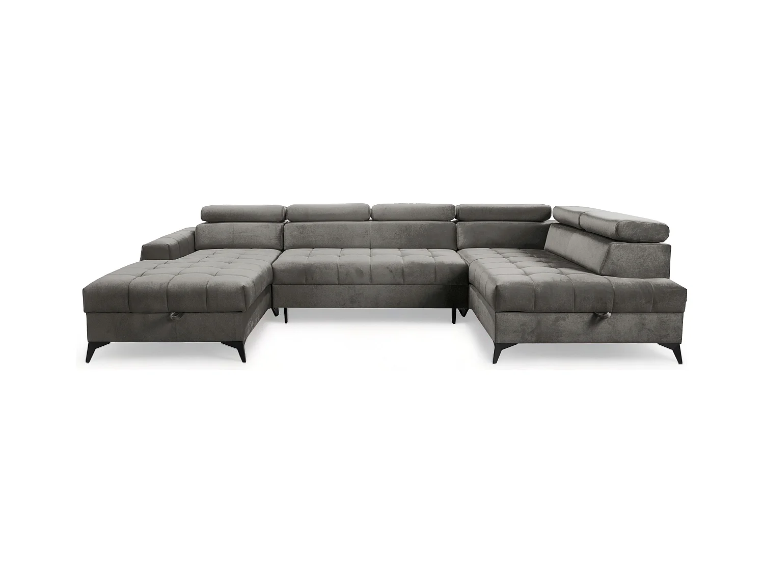 AX LIVING Grau Eckcouch mit Schlaffunktion Arkucio U 345cm modernes L