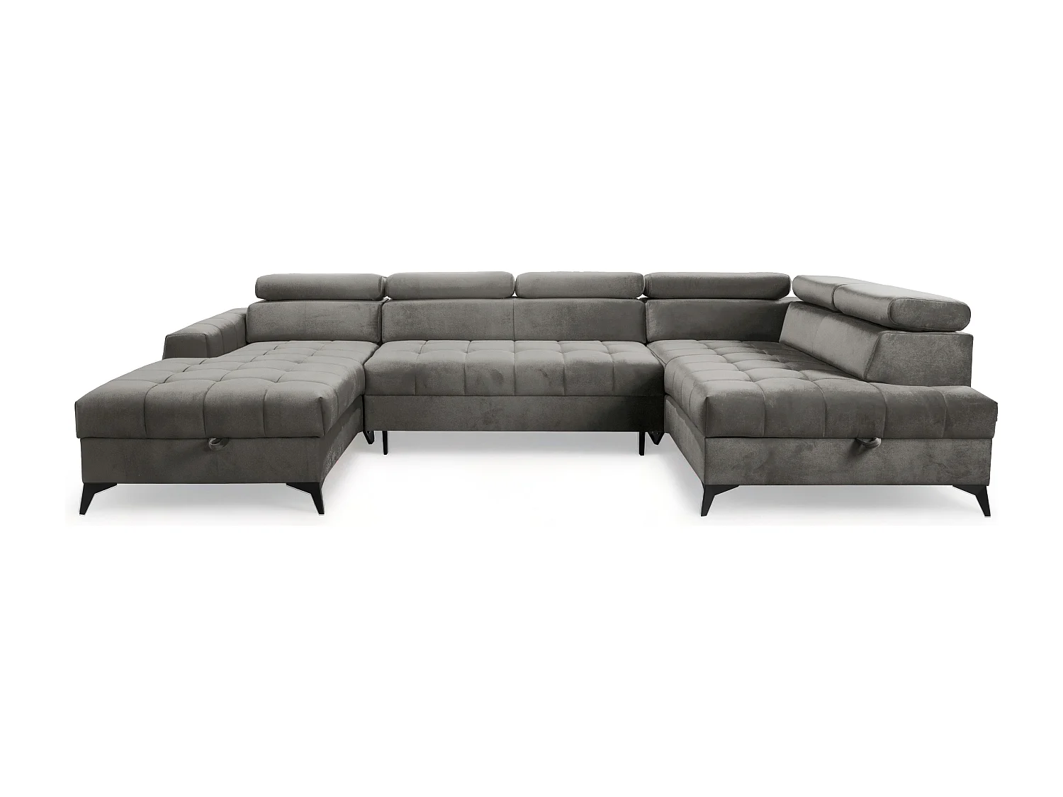 AX LIVING Grau Eckcouch mit Schlaffunktion Arkucio U 345cm modernes L