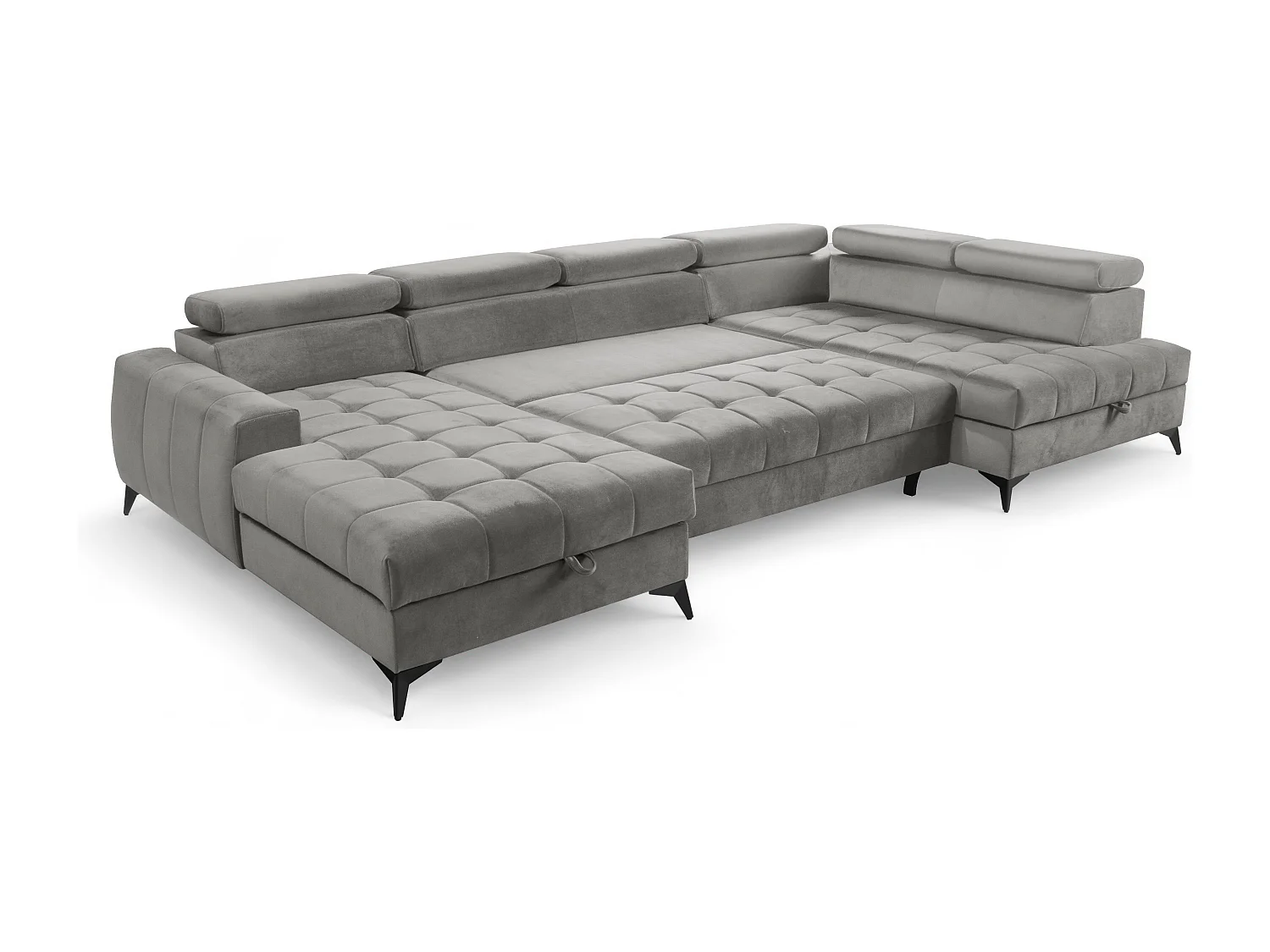 AX LIVING Grau Eckcouch mit Schlaffunktion Arkucio U 345cm modernes L