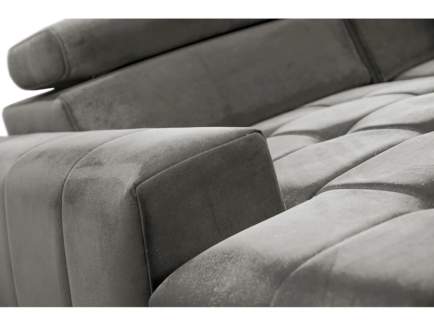 AX LIVING Grau Eckcouch mit Schlaffunktion Arkucio U 345cm modernes L