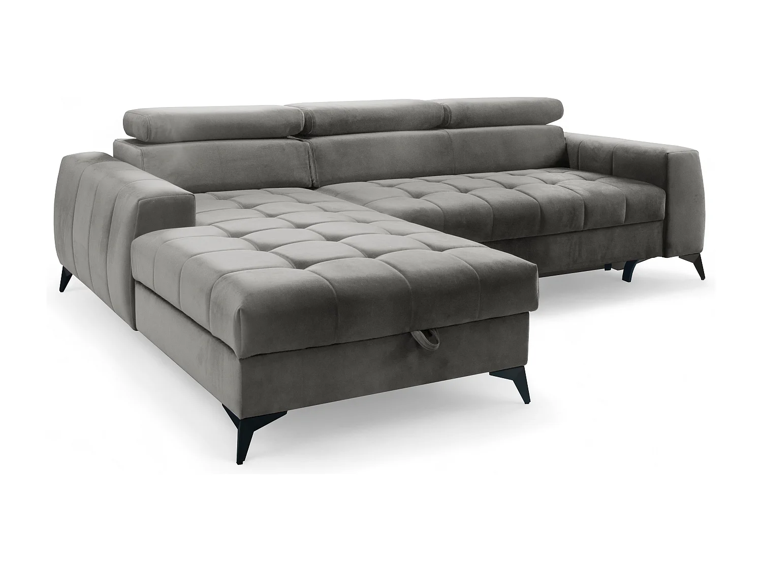 AX LIVING Grau Eckcouch mit Schlaffunktion Arkucio Mini 260cm L