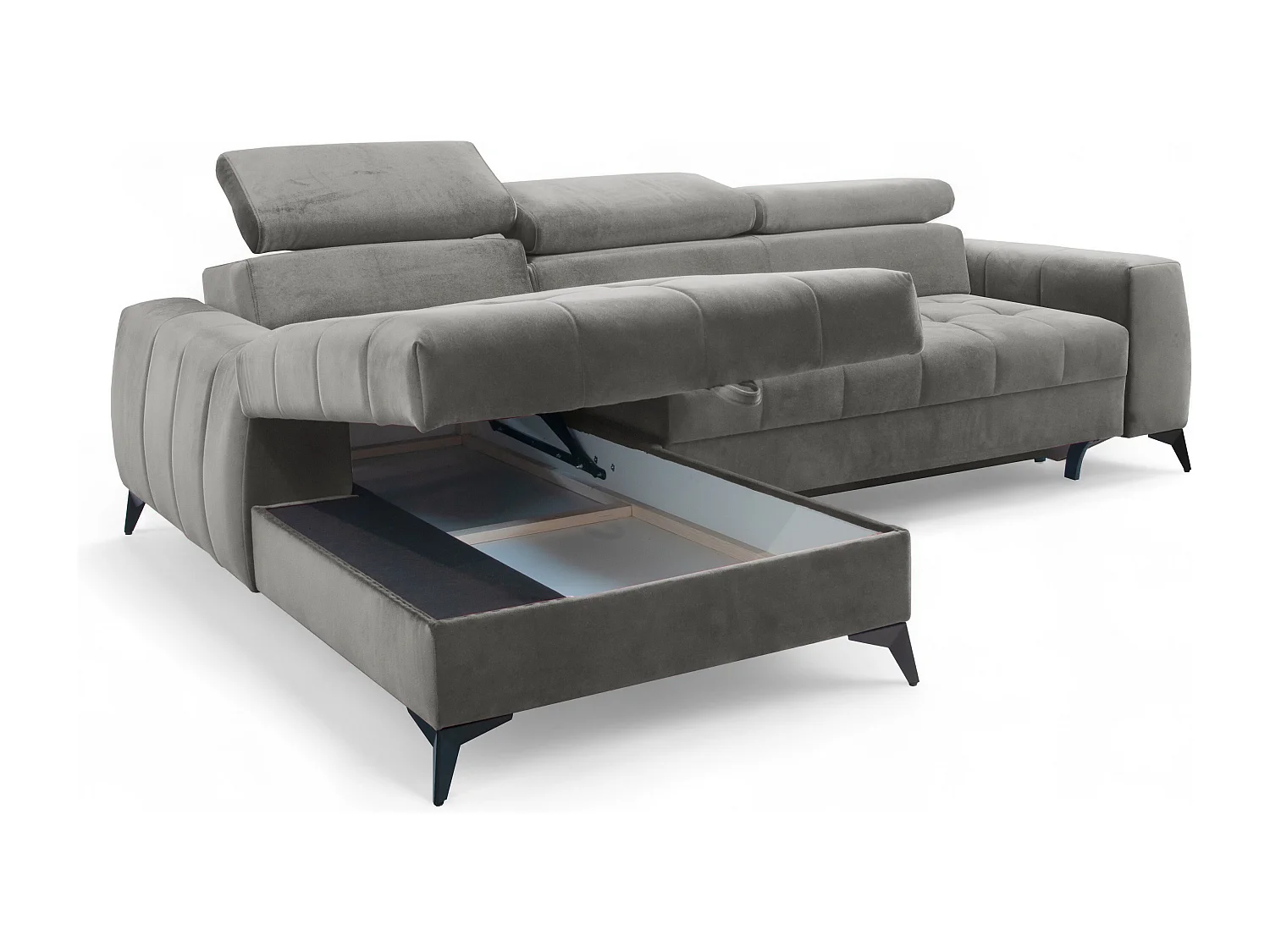 AX LIVING Grau Eckcouch mit Schlaffunktion Arkucio Mini 260cm L