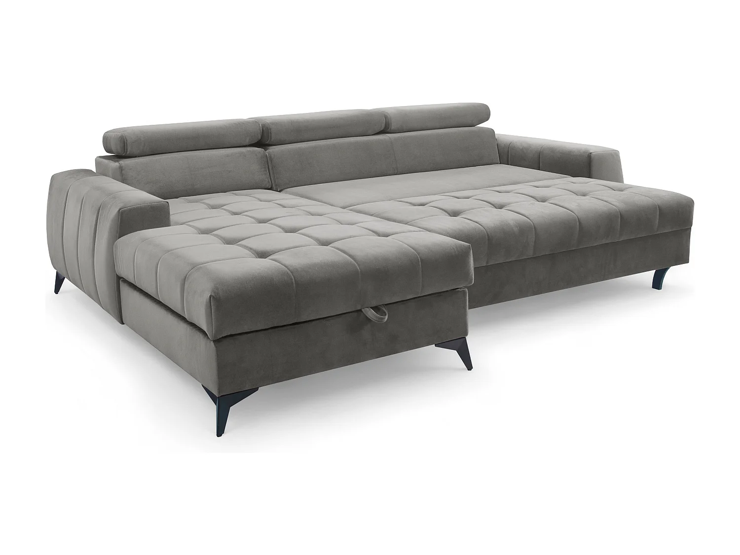 AX LIVING Grau Eckcouch mit Schlaffunktion Arkucio Mini 260cm L