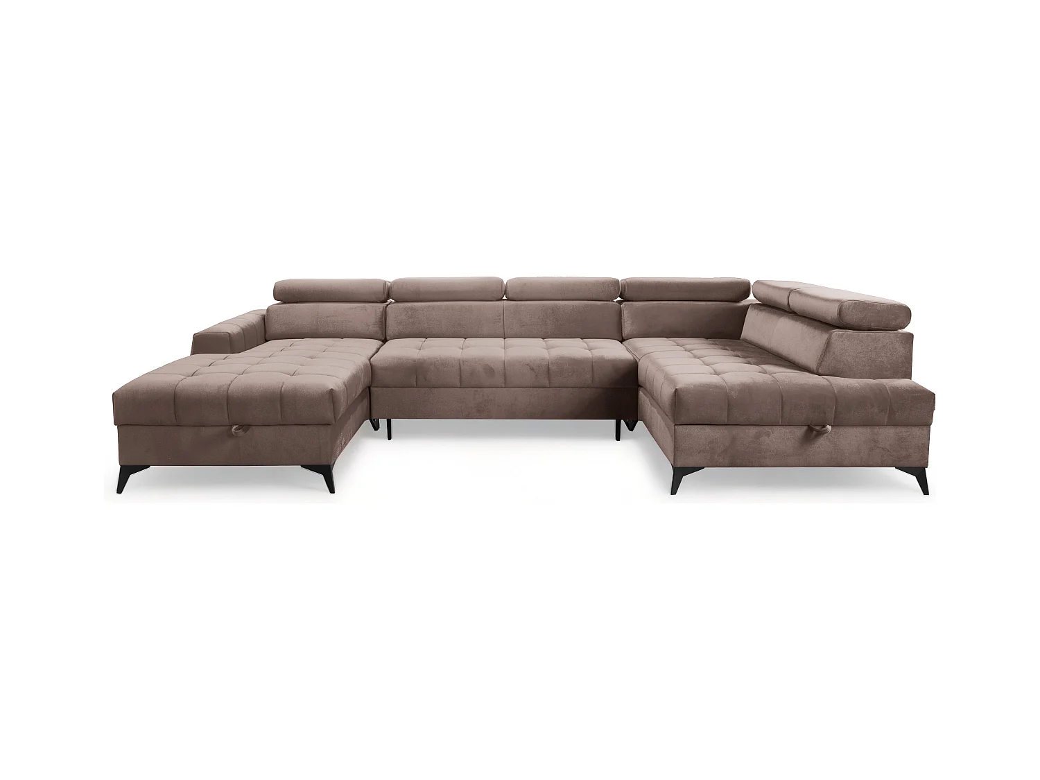 AX LIVING Braun Eckcouch mit Schlaffunktion Arkucio U 345cm modernes L