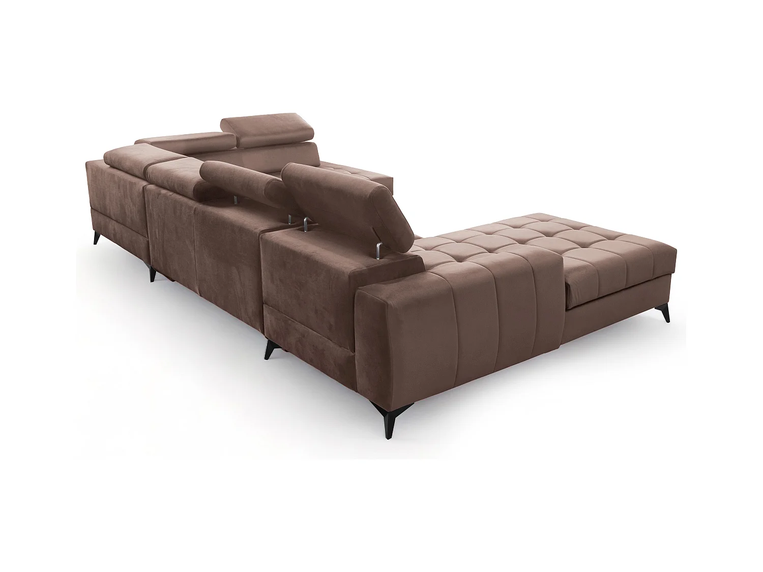 AX LIVING Braun Eckcouch mit Schlaffunktion Arkucio U 345cm modernes L