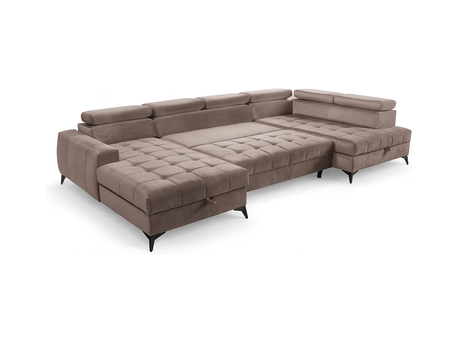 AX LIVING Braun Eckcouch mit Schlaffunktion Arkucio U 345cm modernes L