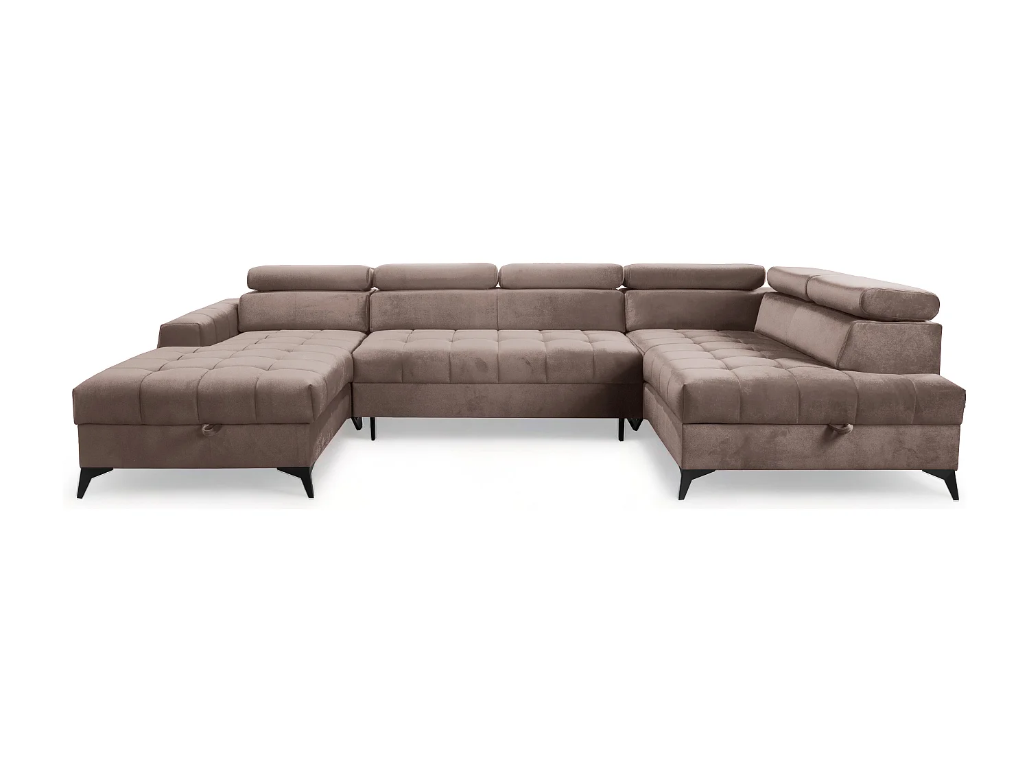 AX LIVING Braun Eckcouch mit Schlaffunktion Arkucio U 345cm modernes L