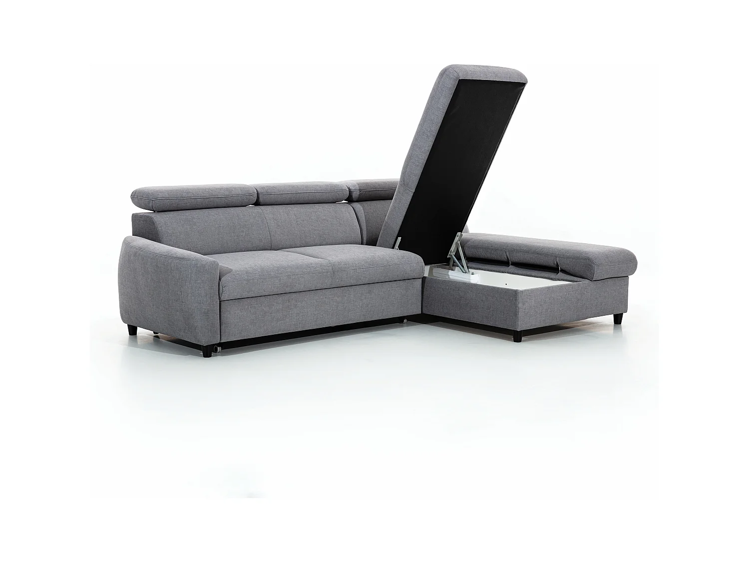 AX LIVING Klein Sofa mit Schlaffunktion Olettio Mini 260 cm Grau R