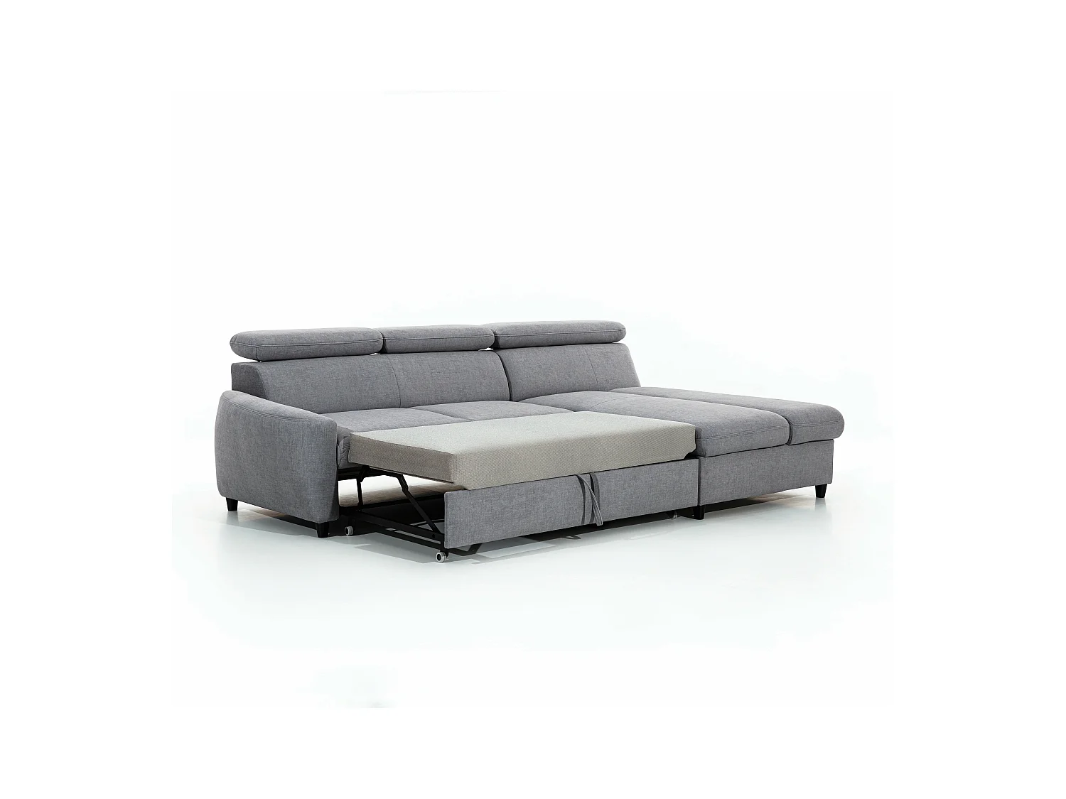 AX LIVING Klein Sofa mit Schlaffunktion Olettio Mini 260 cm Grau R