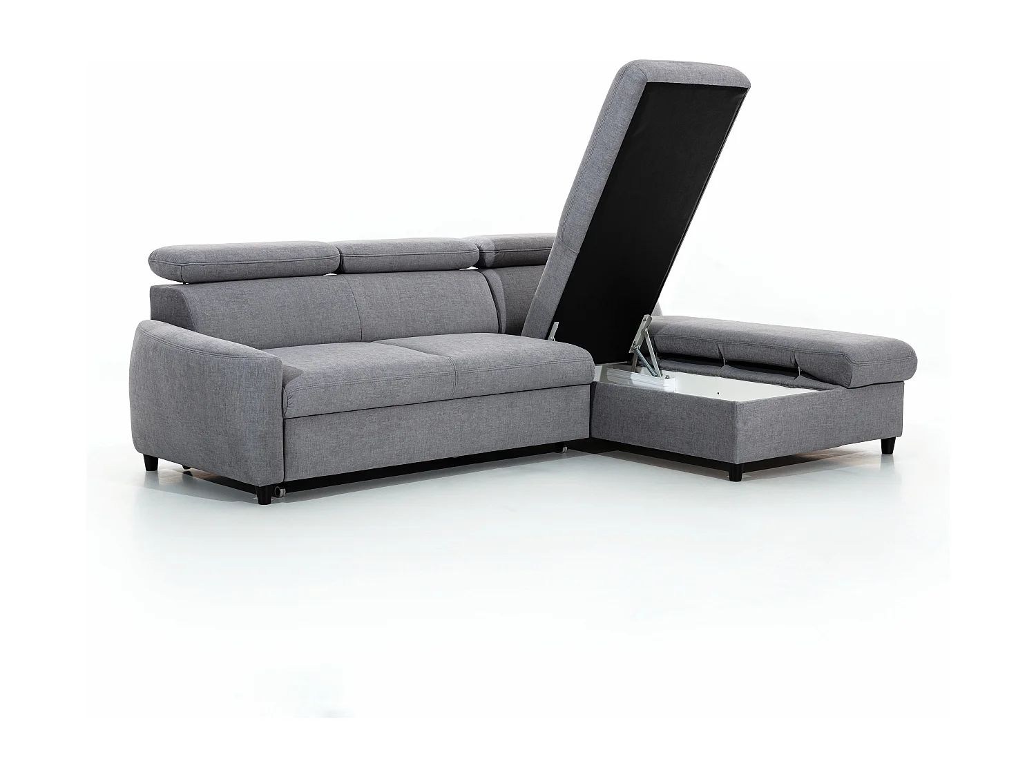 AX LIVING Klein Sofa mit Schlaffunktion Olettio Mini 260 cm Grau R
