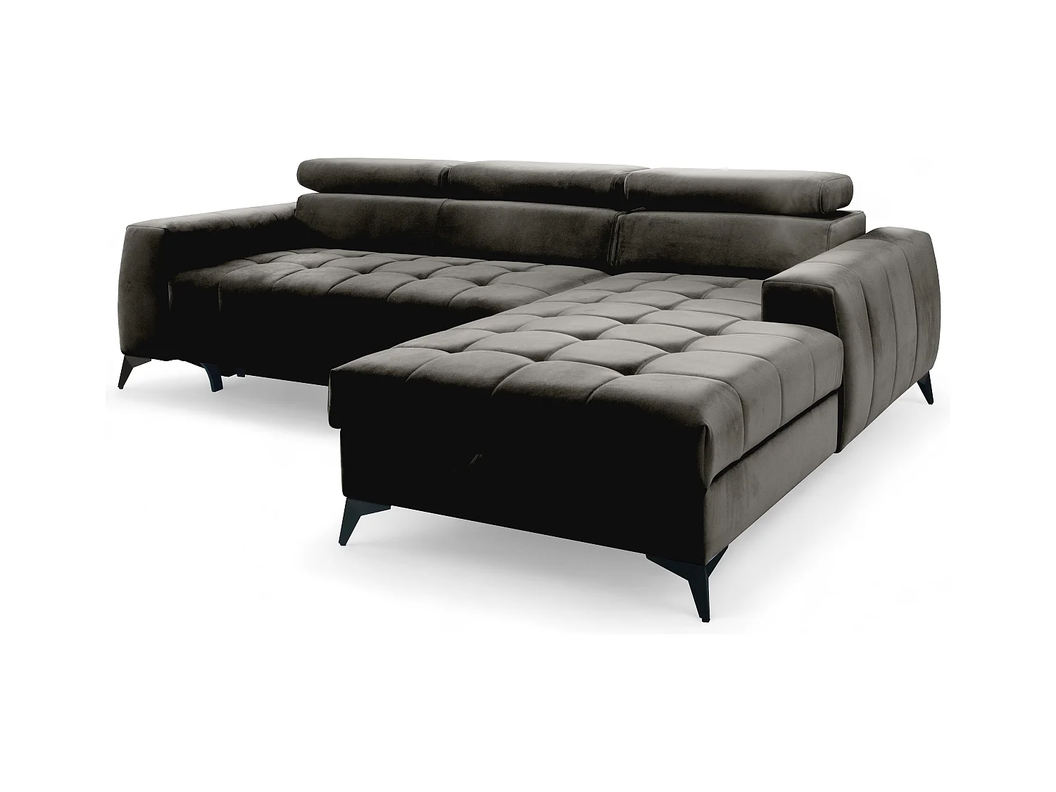 AX LIVING Schwarze Eckcouch mit Schlaffunktion Arkucio Mini 260 cm R