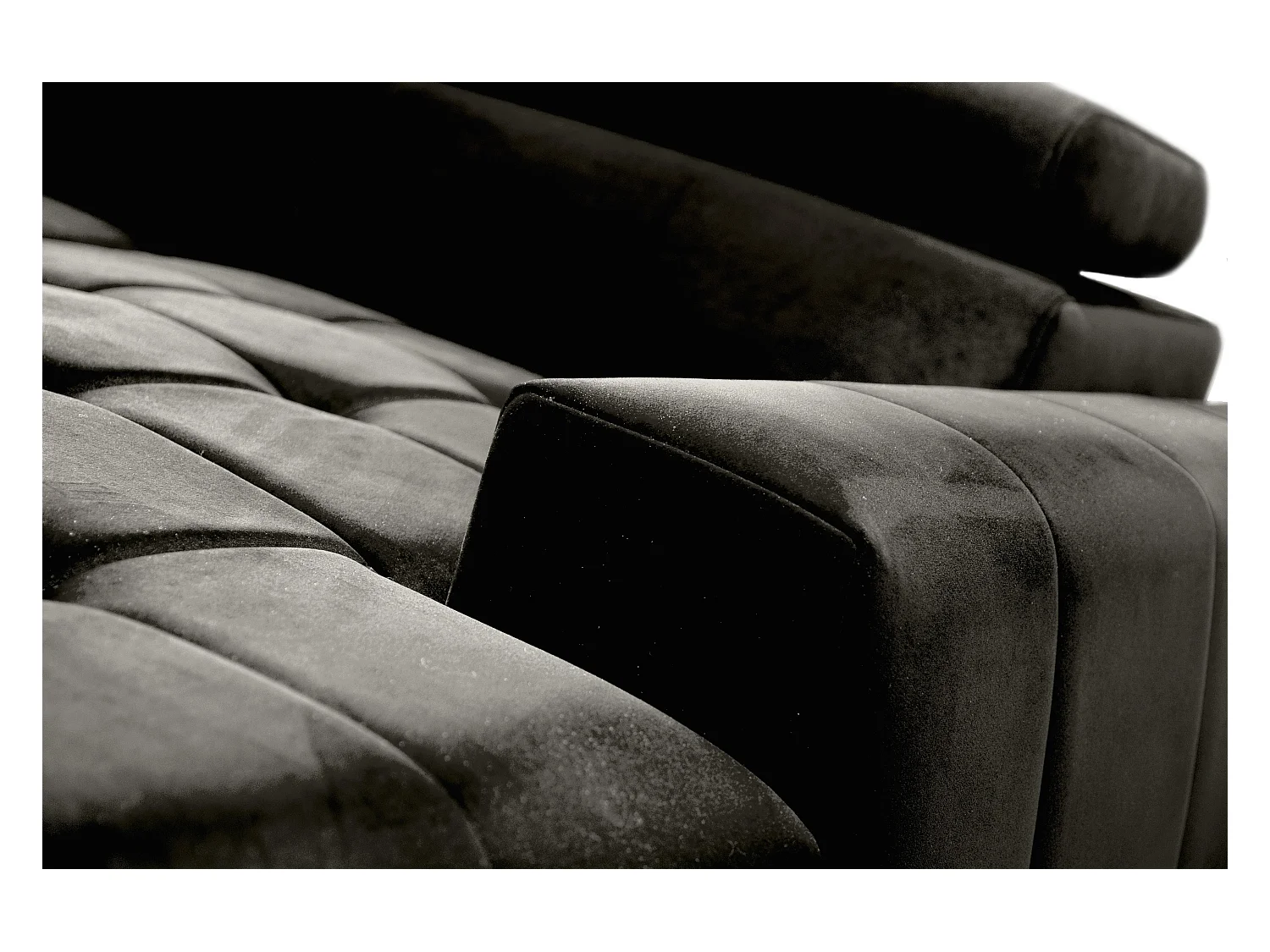 AX LIVING Schwarze Eckcouch mit Schlaffunktion Arkucio Mini 260 cm R