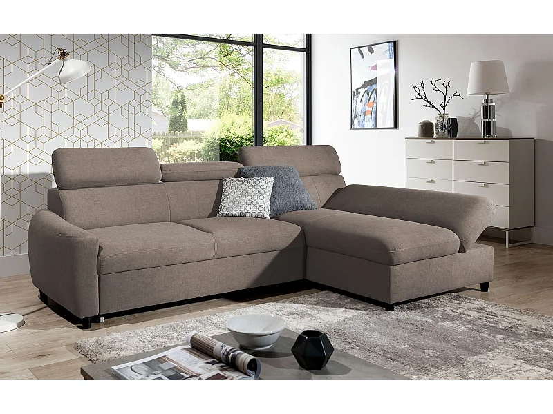AX LIVING Klein Sofa mit Schlaffunktion Olettio Mini 260 cm Braun R