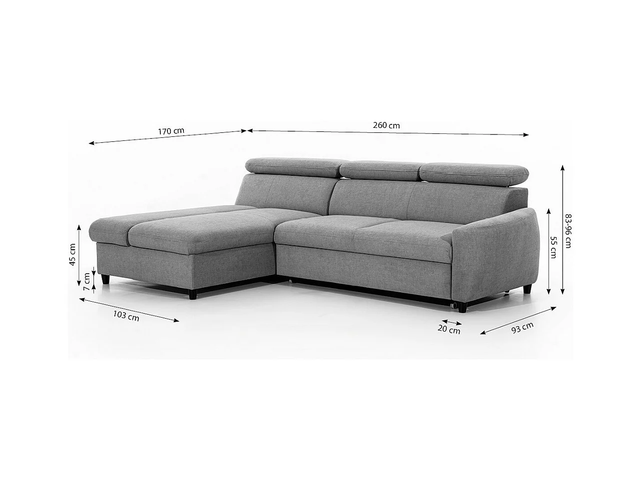 AX LIVING Klein Sofa mit Schlaffunktion Olettio Mini 260 cm Braun R