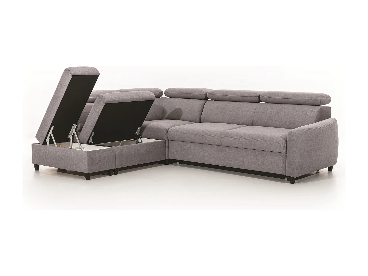 AX LIVING Ecksofa mit Schlaffunktion Grau Olettio L-Form 265 cm L