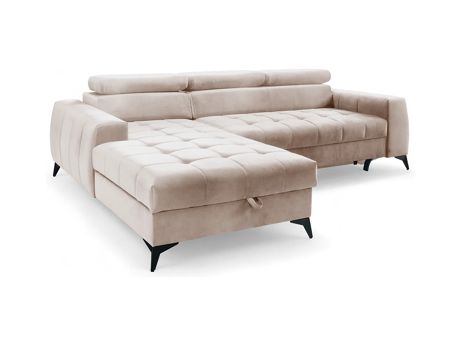 AX LIVING Beige Eckcouch mit Schlaffunktion Arkucio Mini 260 cm L