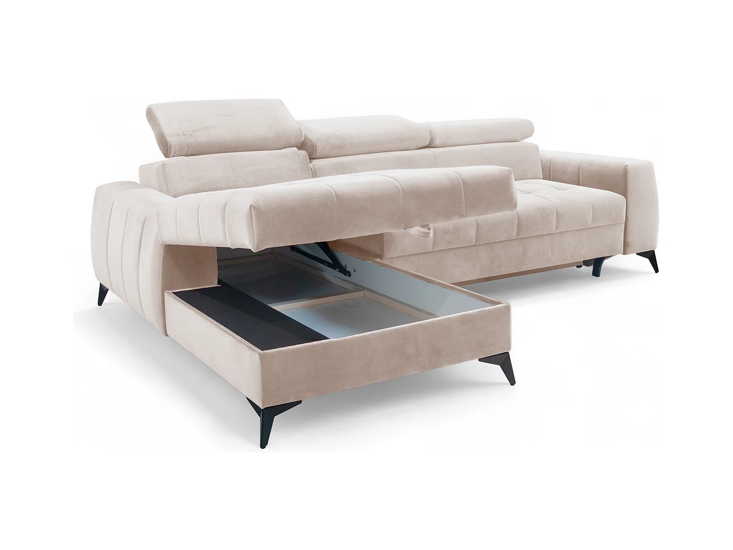 AX LIVING Beige Eckcouch mit Schlaffunktion Arkucio Mini 260 cm L