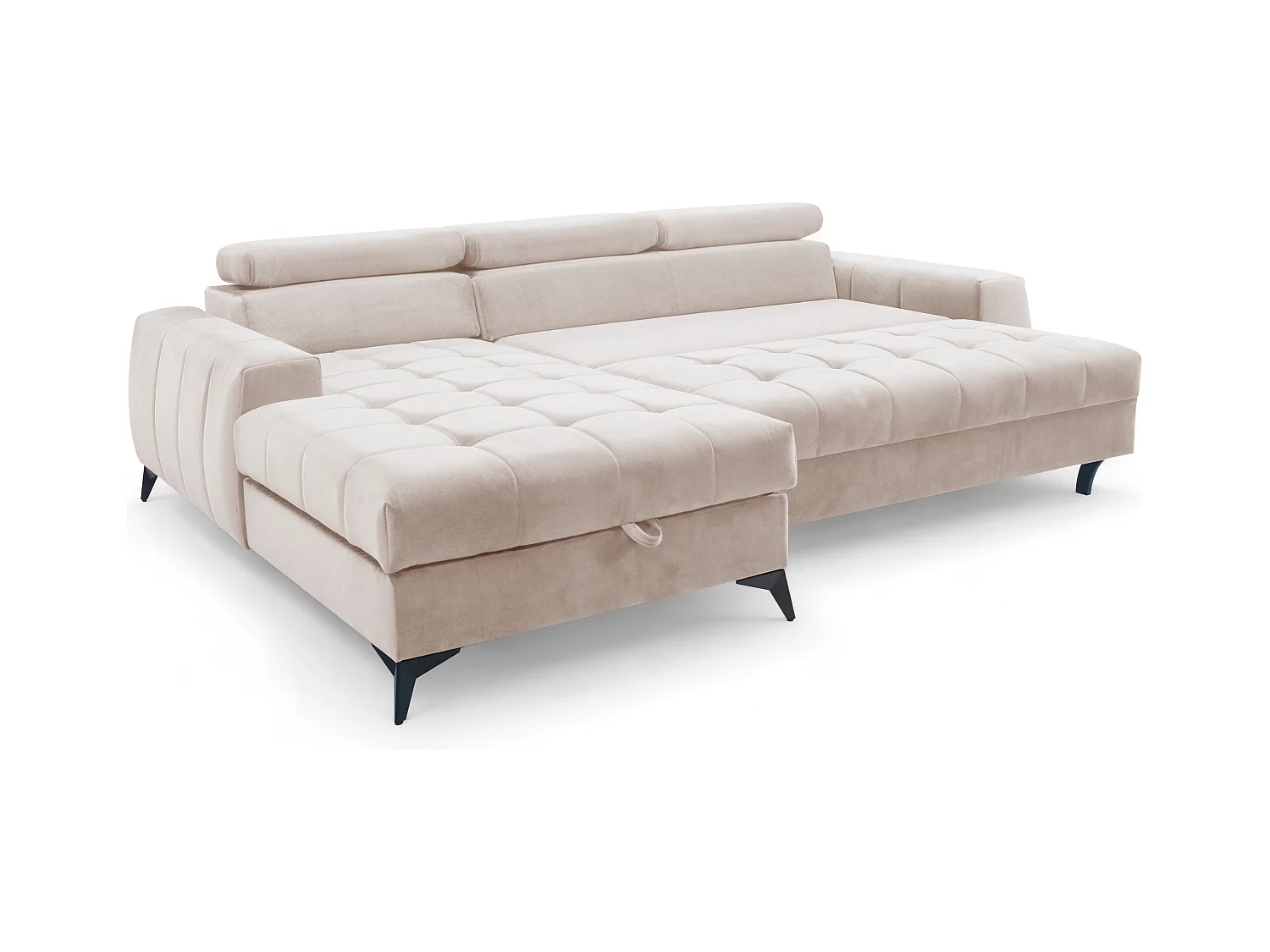 AX LIVING Beige Eckcouch mit Schlaffunktion Arkucio Mini 260 cm L