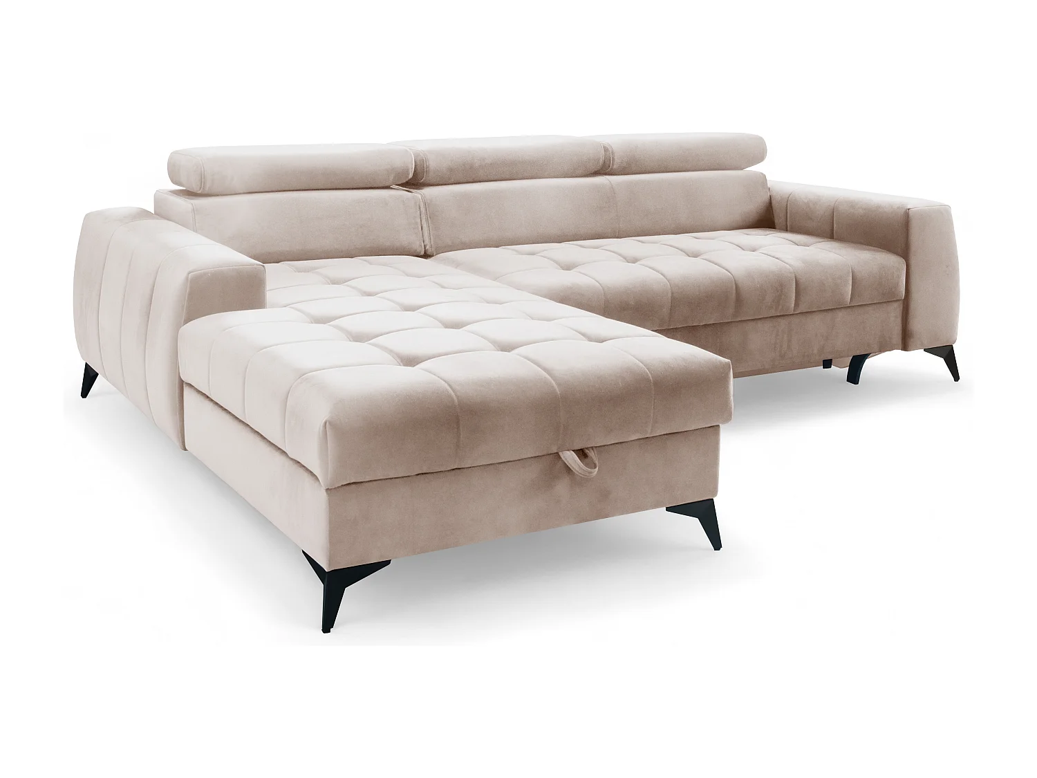 AX LIVING Beige Eckcouch mit Schlaffunktion Arkucio Mini 260 cm L